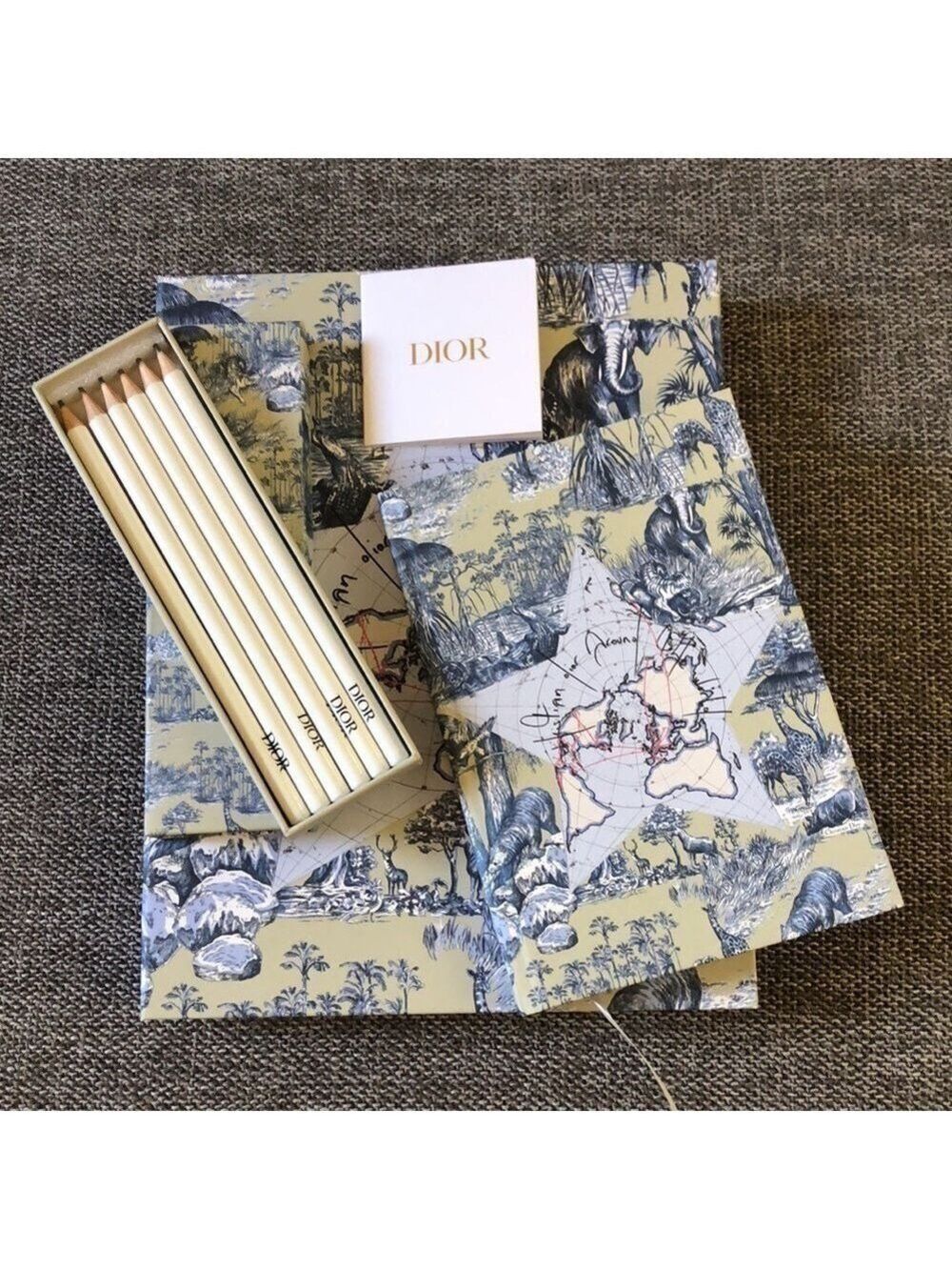 Dior Office Around The World Gift Set Notebook Pencils Gift Box Authentic
